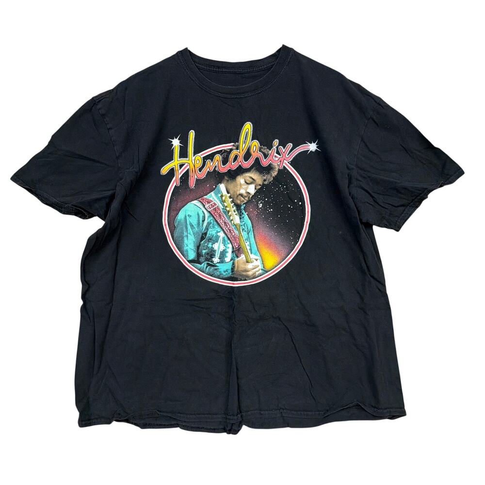 Authentic Hendrix Mens Graphic Tee Black Short Sleeve Crew Neck Band Tee 2XL